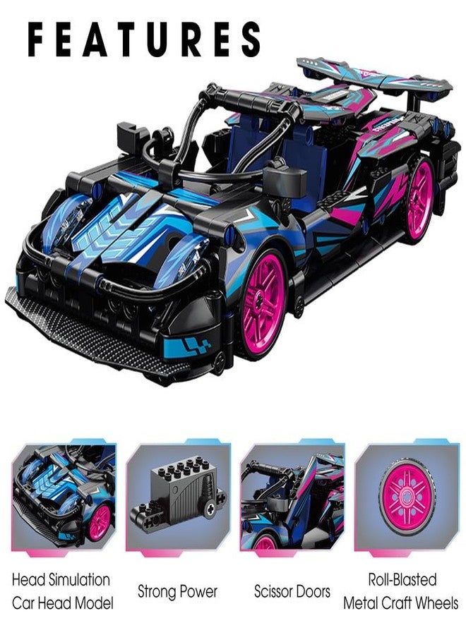 ThinkerPlace 1:18 DIY Blocks Pull-Back Car - Pink & Black | Buildable Construction Toy Car Kit | Friction-Powered Remote-Free Racing Vehicle for Kids | Educational STEM Toy for Boys & Girls - Image 3